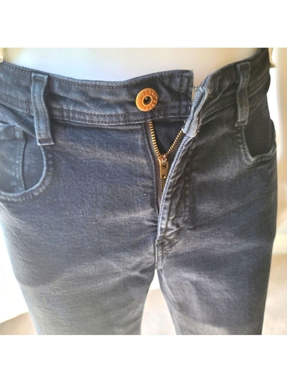 Vintage Parasuco Jeans Extreme Fit Black Washed Denim Size 28